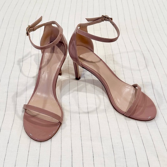 Stuart Weitzman Patent Leather Nude Sandals - Picture 1 of 7